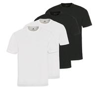 hajo Herren T-Shirt, 4er Pack - Basic, Kurzarm, Rundhals, Baumwolle, uni Schwarz / Weiß 2XL