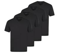 hajo Herren T-Shirt, 4er Pack - Basic, Kurzarm, V-Ausschnitt, Baumwolle, uni Schwarz L