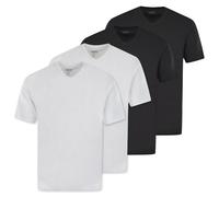 hajo Herren T-Shirt, 4er Pack - Basic, Kurzarm, V-Ausschnitt, Baumwolle, uni Schwarz / Weiß 2XL