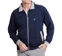 hajo Herren Sweatjacke - Freizeit, Klima-Komfort, Stretch Cotton-Mix, uni Blau L