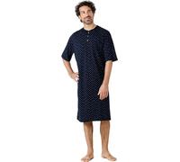 hajo Nachthemd Kurzarm 1/2 Arm 53812 609 Premium Cotton Marine Gemustert, Herren-Größe:60