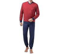 hajo Pyjama Schlafanzug 50051 Klima Light rot oder blau gestreift, Farbe:Rot, Größe:XL