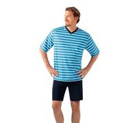 hajo Shorty 50050 690 Kurzarm 1/2 Arm Klima Light aquamarin gestreift, Herren-Größe:50