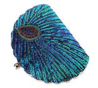 HAKIDZEL Banketttasche Damen grün mit Perlen und Pailletten, elegante Clutch Tasche für Hochzeit und Party, 1 Stück aus Polyester