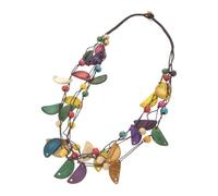 HAKIDZEL Boho Damen Halskette Halbkreis Kokosnussschalen Anhänger Mittelgroß Farbig Schmuck für Alltag Festival Urlaub Mädchen