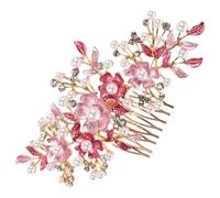 HAKIDZEL Braut Haarkamm mit Perlen 6,1 Zoll Seitlicher Haarschmuck für Damen mit Blumenmotiv für Jubiläen und Hochzeiten