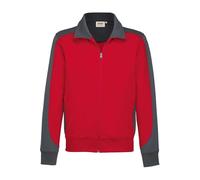 HAKRO 477 Comfort Fit Sweatjacke rot/anthrazit, Zweifarbig