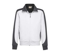HAKRO 477 Comfort Fit Sweatjacke weiss/anthrazit, Zweifarbig