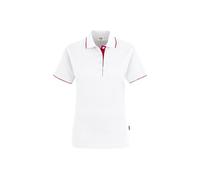 HAKRO Damen Poloshirt Casual 203, weiß/rot, Größe M (Arbeitshemd & Arbeitsshirt)