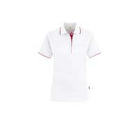 HAKRO Damen Poloshirt Casual 203 Weiß/Rot Größe XL