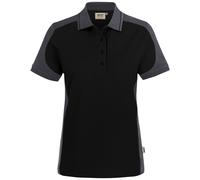 HAKRO Regular Fit Damen Poloshirt Schwarz/karbongrau, Zweifarbig