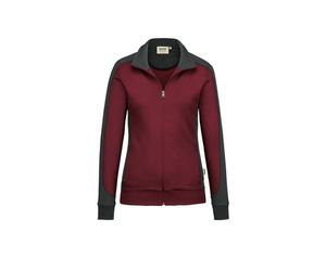 HAKRO Damen Sweatjacke Contrast Mikralinar® 277, weinrot/anthrazit, Größe L (Outdoorkleidung & Freizeitkleidung)