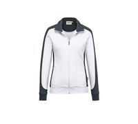 HAKRO Damen Sweatjacke Contrast Mikralinar® 277, weiß/anthrazit, Größe L (Outdoorkleidung & Freizeitkleidung)