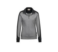 HAKRO Damen Sweatjacke Contrast Mikralinar® 277, titan/anthrazit, Größe XL (Outdoorkleidung & Freizeitkleidung)