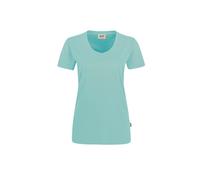 HAKRO Damen V-Shirt Mikralinar® 181 – Arbeitsshirt – eisgrün XL