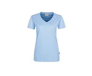 Hakro No. 0181 Damen V-Shirt MIKRALINAR® eisblau - 4XL