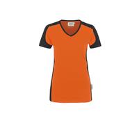 Hakro No. 0190 Damen V-Shirt Contrast MIKRALINAR® orange/anthrazit - 6XL