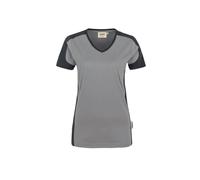 Hakro No. 0190 Damen V-Shirt Contrast MIKRALINAR® titan/anthrazit - 6XL
