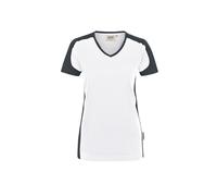 Hakro No. 0190 Damen V-Shirt Contrast MIKRALINAR® weiß/anthrazit - XS