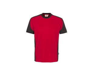 Hakro No. 0290 T-Shirt Contrast MIKRALINAR® rot/anthrazit - XS