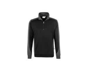 Hakro No. 0476 Zip-Sweatshirt Contrast MIKRALINAR® schwarz/anthrazit - 6XL