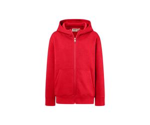 Hakro No. 0565 Kinder Kapuzen-Sweatjacke Bio-Baumwolle rot - 110/116