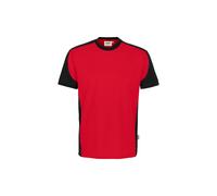 Hakro No. 0590 T-Shirt Contrast MIKRALINAR® ECO rot/schwarz - L