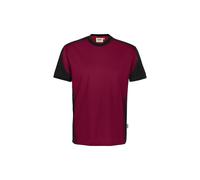 Hakro No. 0590 T-Shirt Contrast MIKRALINAR® ECO weinrot/schwarz - M