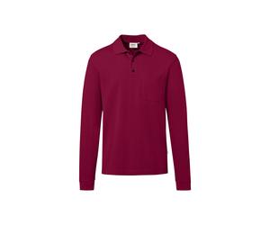 Hakro No. 0817 Pocket-Longsleeve-Polo MIKRALINAR® ECO weinrot - 6XL