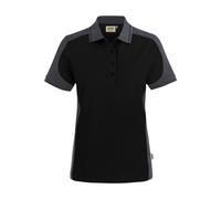 HAKRO Regular Fit Damen Poloshirt Schwarz/karbongrau, Zweifarbig