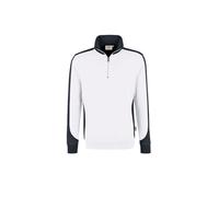Hakro No. 0476 Zip-Sweatshirt Contrast MIKRALINAR® weiß/anthrazit - 5XL