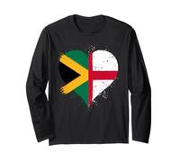 Halb Jamaikanisch Halb Englisch EIN Flagge in Vintage Herz Langarmshirt