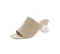 Halb-niedriger Blockabsatz-Schuhe für Damen - hochhackige Hausschuhe, breite Breite, Slide-Sandalen, High Heels, Pantoletten, Party, Büro, Arbeit, Courts Schuhe, Damen, niedrig, klobige Blockabsätze,