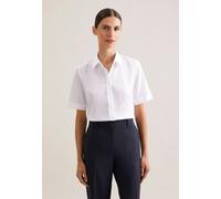 Hemdbluse SEIDENSTICKER, Damen, Gr. M38, weiß, 100% Baumwolle, unifarben, regular fit, ohne Ausschnitt, ohne Bündchen, Blusen Hemdbluse, 1/2 Kragen Uni (47290013-38) weiß
