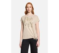 Kurzarmshirt BETTY BARCLAY "Damen mit Schleifenknoten", Damen, Gr. 36, grau beige, Jersey, Obermaterial: 62% Viskose, 21% Polyester, 12% Polyester, 5% Elasthan, loose fit normal, U-Boot-Ausschnitt, Sh