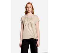 Kurzarmshirt BETTY BARCLAY "Damen mit Schleifenknoten", Damen, Gr. 38, grau beige, Jersey, Obermaterial: 62% Viskose, 21% Polyester, 12% Polyester, 5% Elasthan, loose fit normal, U-Boot-Ausschnitt, Sh