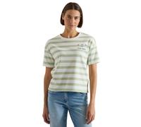 Kurzarmshirt CECIL, Damen, Gr. M (40), raw matcha lime, Jersey, Obermaterial: 60% Baumwolle, 40% Polyester, bedruckt, gestreift, normal hüftbedeckend, Rundhals, abgesteppte Kante, Shirts, Sommershirt