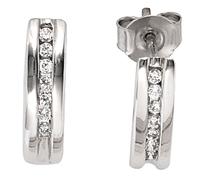 Halbcreolen 585 Gold Weißgold 14 Diamanten Brillanten 0,15ct. Ohrringe Creolen