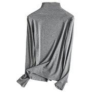 Halber Kragen Unterlage Frauen Herbst/Winter Farbe T-Shirt vielseitige einfache Langarm, Grau, XL