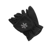 Halbfinger Handschuh mit Klappe aus Fleece für Kinder! dunkelgrau, 4