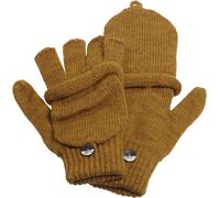 Halbfinger Handschuh mit Klappe melange Farben Damen, senf