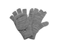 Halbfinger Handschuh mit Klappe melange Farben hellgrau, Damen