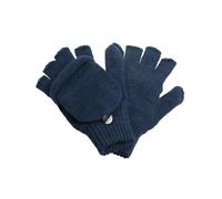 Halbfinger Handschuh mit Klappe melange Farben marine, Damen