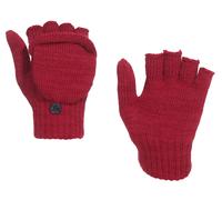 Halbfinger Handschuh mit Klappe melange Farben weinrot, Damen
