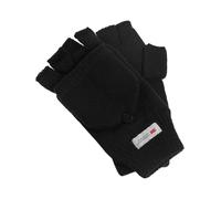 Halbfinger Handschuh mit Klappe warm gefüttert schwarz, Einheitsgröße