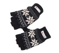Halbfinger Handschuh mit Norweger Muster Thinsulate für Damen schwarz mit grau, S/M