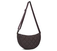 Halbmond Crossbody Bag Damen Umhängetasche Mittelgroß Nylon Gesteppte Tasche Damen Puffer Bag Hobo Shopper Tasche Schultertasche mit Verstellbarem Schultergurt für Uni Arbeit Reisen Alltag (Kaffee)