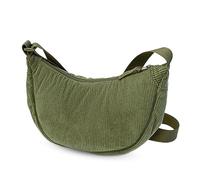 Halbmond Tasche Damen Cord Crossbody Bag Half Moonbag Cordtaschen Halbmond Umhängetasche Cross Handtasche Schultertasche Halbmond Moon Bag mit Verstellbarem Gurt Halfmoon Bag Olivgrün für Damen