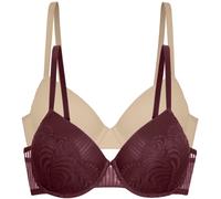 Halbschalen-BH DORINA "Emersyn", Damen, Gr. 70, Cup E, beige (rot, beige), Obermaterial: 64% Polyamid, 27% Polyester, 9% Elasthan, BHs, gepolsterte Cups, stützende Bügel (48682727-70) rot, beige