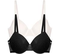 Halbschalen-BH DORINA "Emersyn", Damen, Gr. 75, Cup G, schwarz (schwarz, ivory), Obermaterial: 64% Polyamid, 27% Polyester, 9% Elasthan, BHs, gepolsterte Cups, stützende Bügel (38428462-75) schwarz, i